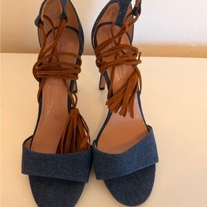 BCBGMaxAzria Denim and Tan Heels